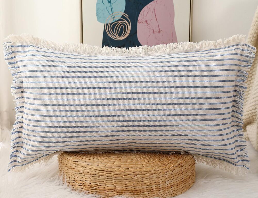 3630 Decorative Boho Long Lumbar Pillow Cover 16x24,Super Soft Cotton